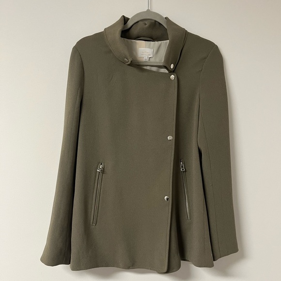 Wilfred Mayet Jacket - Sage Green Japanese Crepe Moto Coat - Size Small - Picture 7 of 14